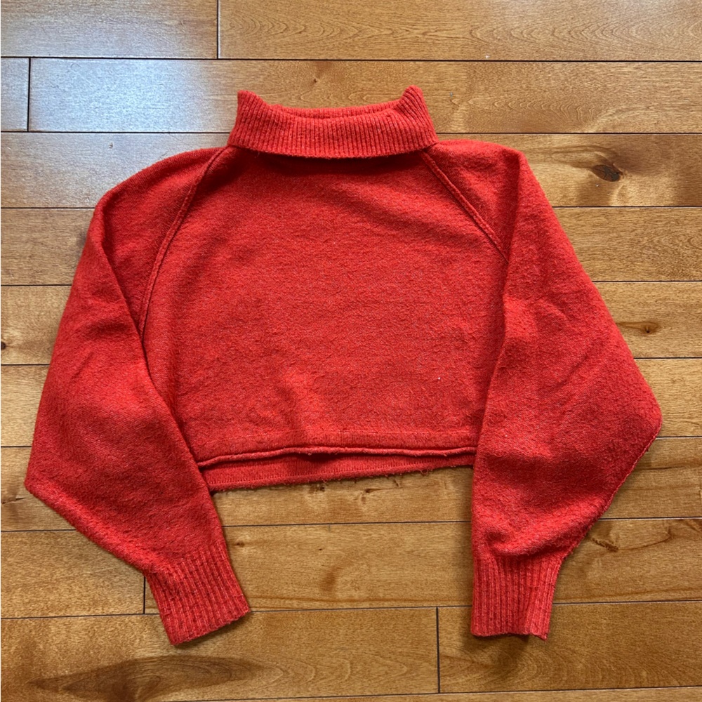 Urban Outfitters Orange/Red Cropped Turtleneck Sweater